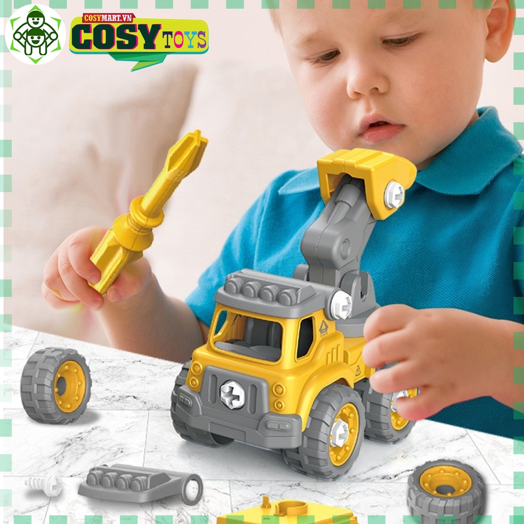 Đồ chơi lắp ráp ô tô mô hình xe cứu hoả - xe công trường biến hình thành robot 5 trong 1 với hơn 131-133 chi tiết bằng vít