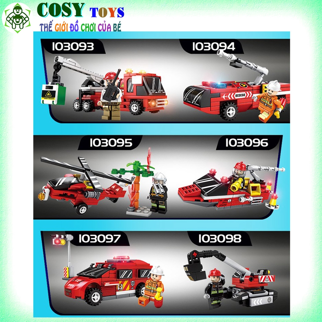 Đồ chơi lắp ghép xếp hình robot từ 06 xe  công trường với 98-126 pics