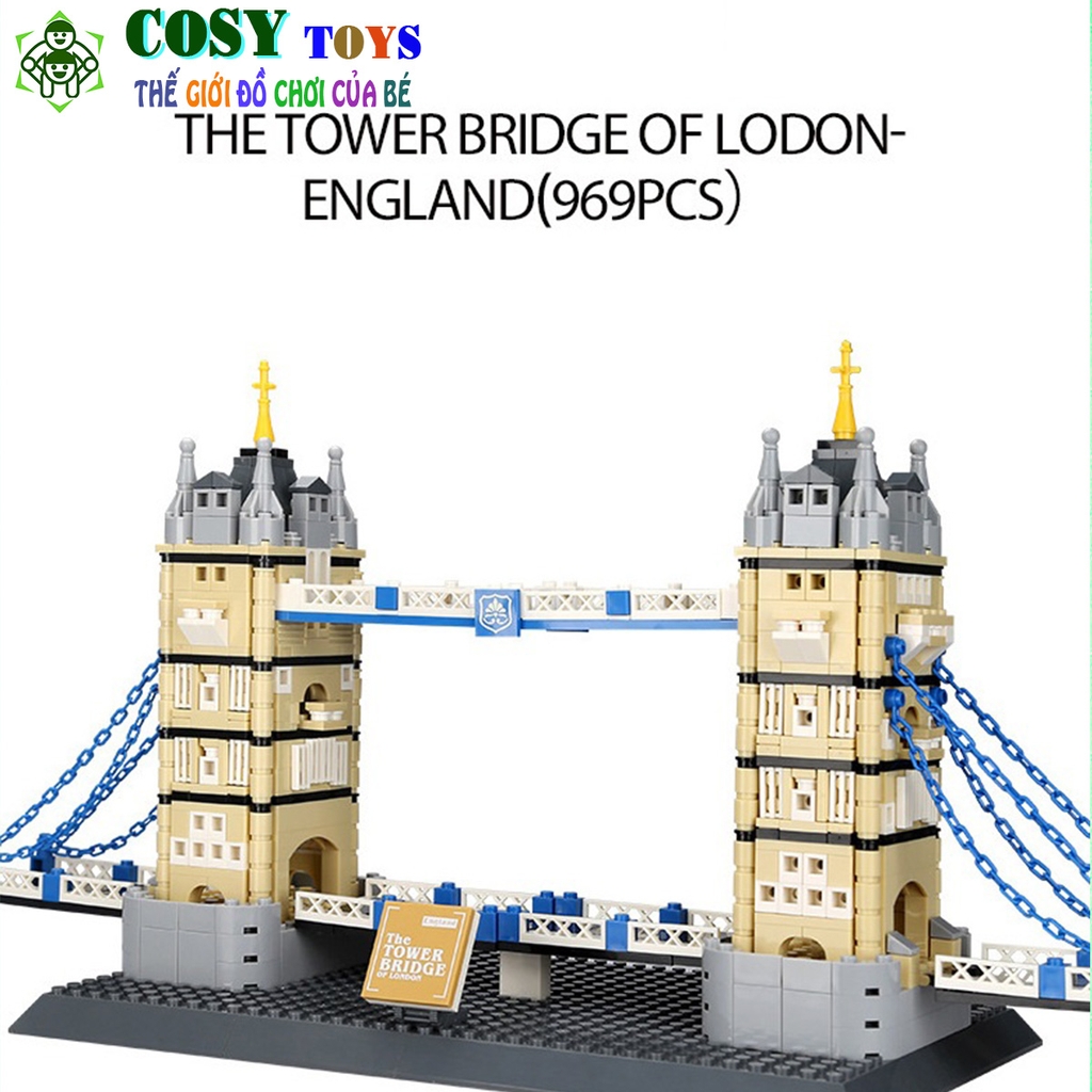 Lego Building Mô hình Cầu tháp London mẫu lớn với 969 mảnh ghép