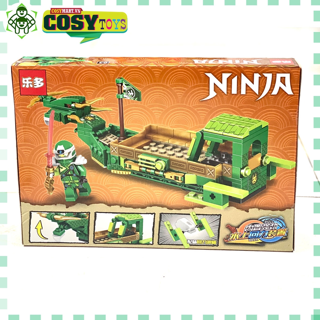 Đồ chơi lắp ghép xếp hình thuyền rồng chở chiến binh ninjago hơn 289 chi tiết