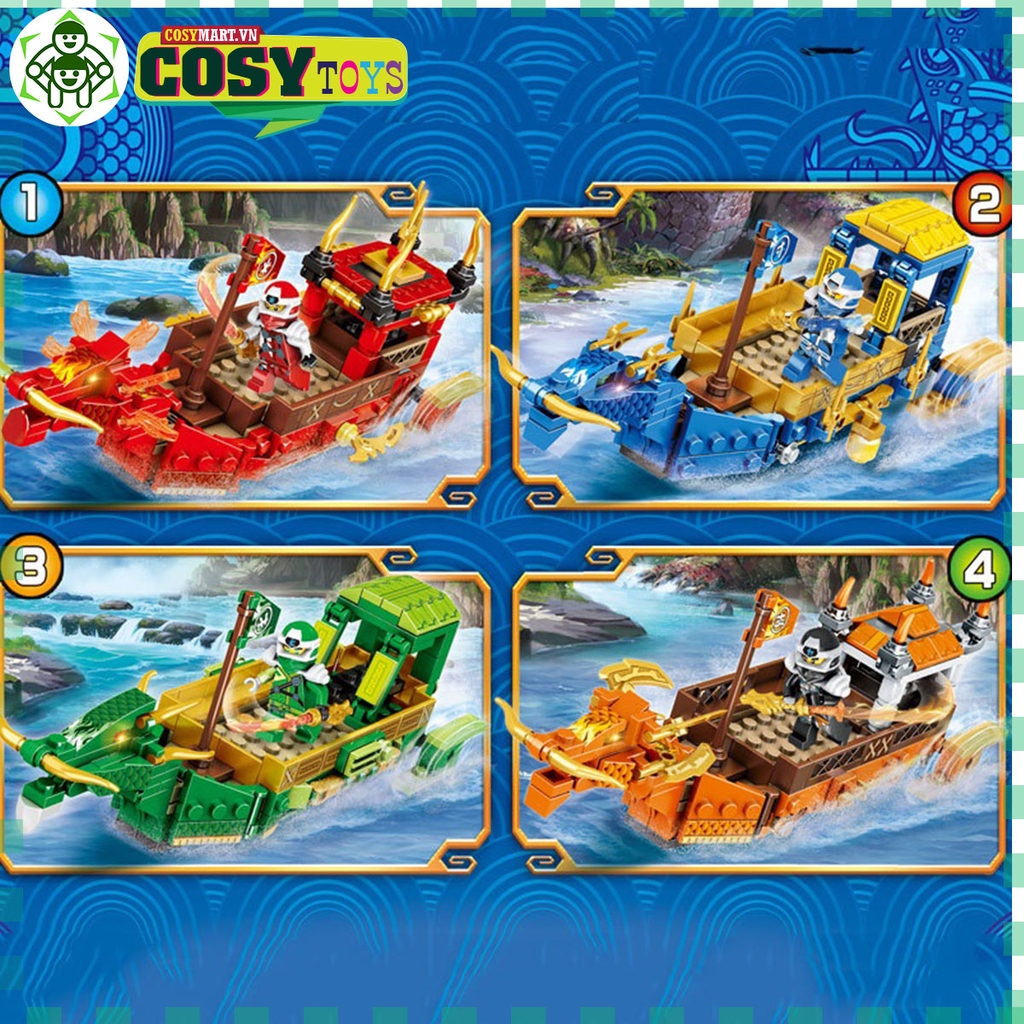 Đồ chơi lắp ghép xếp hình thuyền rồng chở chiến binh ninjago hơn 289 chi tiết