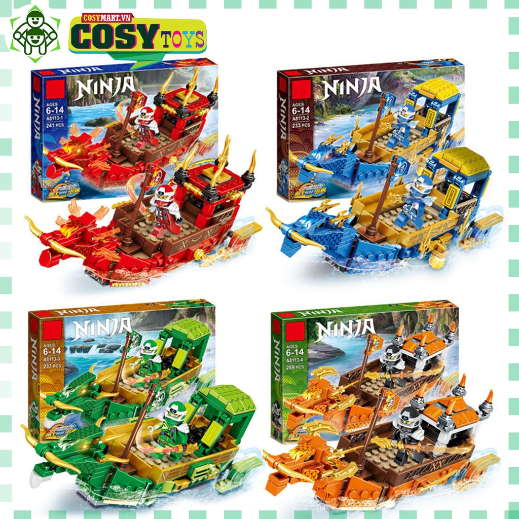 Đồ chơi lắp ghép xếp hình thuyền rồng chở chiến binh ninjago hơn 289 chi tiết