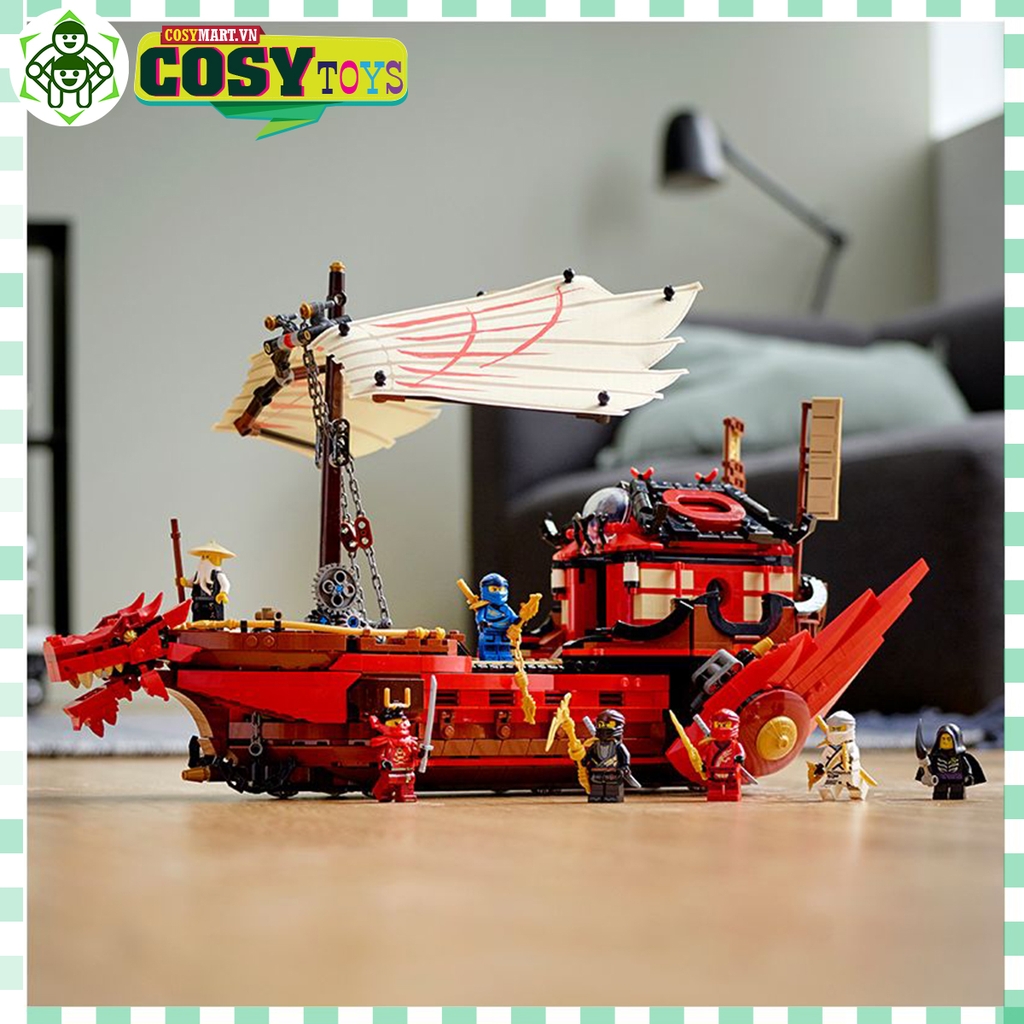 Đồ chơi lắp ghép xếp hình Siêu Tàu rồng Chiến Destiny's Bounty chở chiến binh ninjago hơn 566 chi tiết