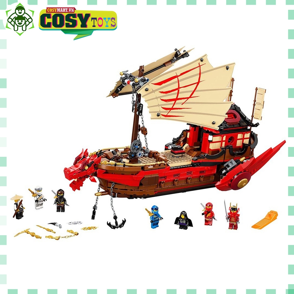 Đồ chơi lắp ghép xếp hình Siêu Tàu rồng Chiến Destiny's Bounty chở chiến binh ninjago hơn 566 chi tiết