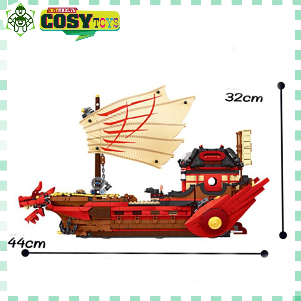 Đồ chơi lắp ghép xếp hình Siêu Tàu rồng Chiến Destiny's Bounty chở chiến binh ninjago hơn 566 chi tiết