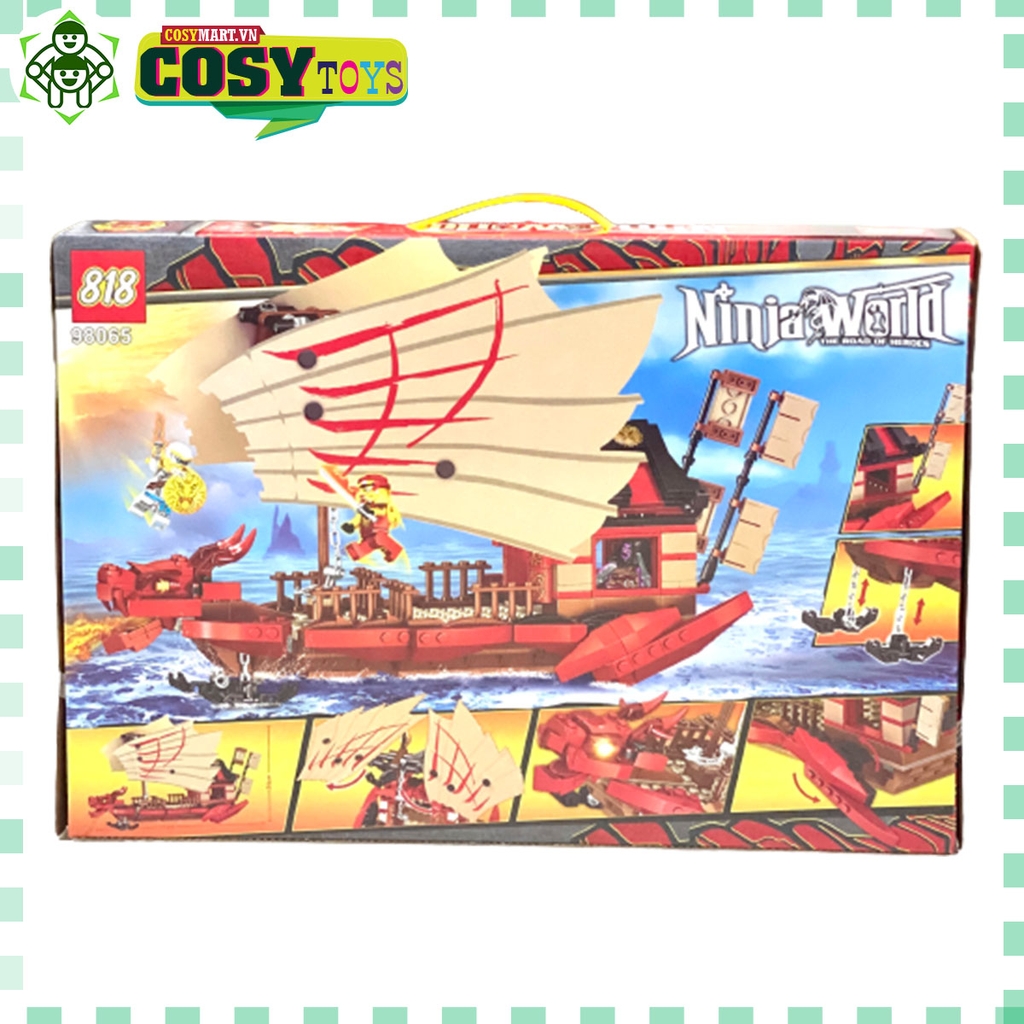 Đồ chơi lắp ghép xếp hình Siêu Tàu rồng Chiến Destiny's Bounty chở chiến binh ninjago hơn 566 chi tiết