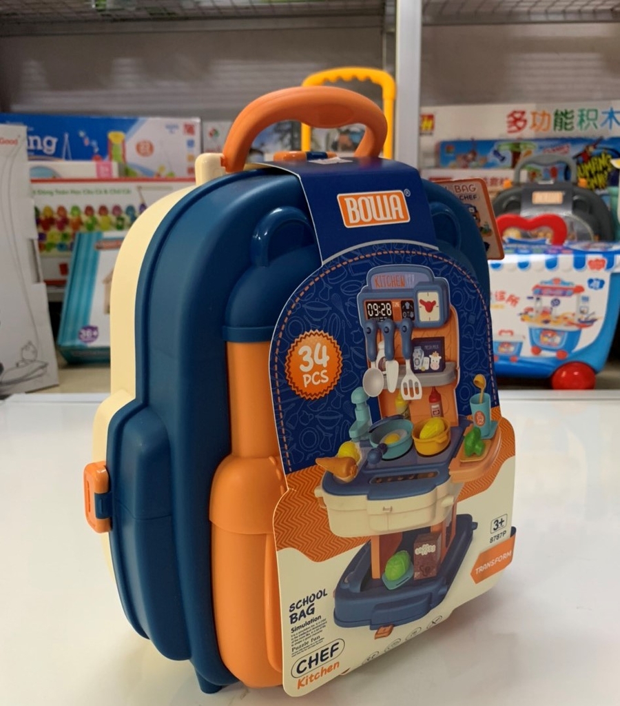 Bộ vali nhà bếp 2 trong 1 cùng các dụng cụ nấu ăn, làm bếp cho bé