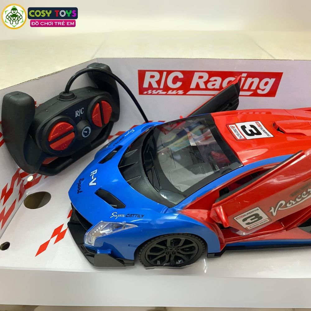 Đồ chơi xe đua thể thao đỏ xanh có điều khiển từ xa 4 chiều cho bé