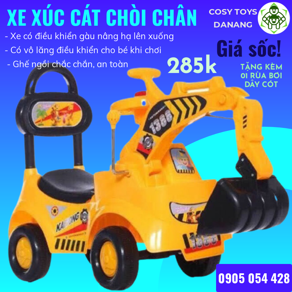 XE CẨU CHÒI CHÂN ĐẠP GA CÓ ĐÈN VÀ NHẠC CHO BÉ