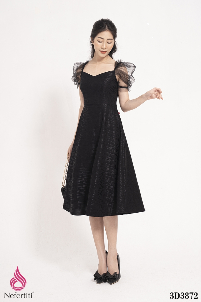 Đầm xoè tay dài len đen - Nhập Sỉ Online