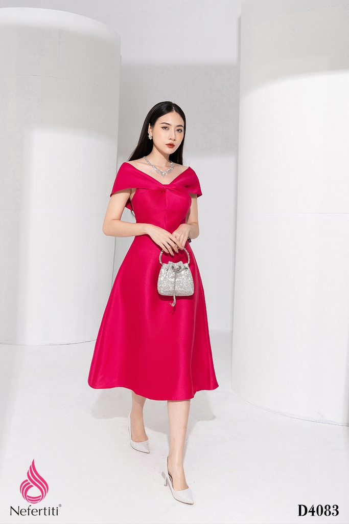 Đầm đỏ dự tiệc đính hoa to sang trọng HL23-17 | Thời trang công sở K&K  Fashion