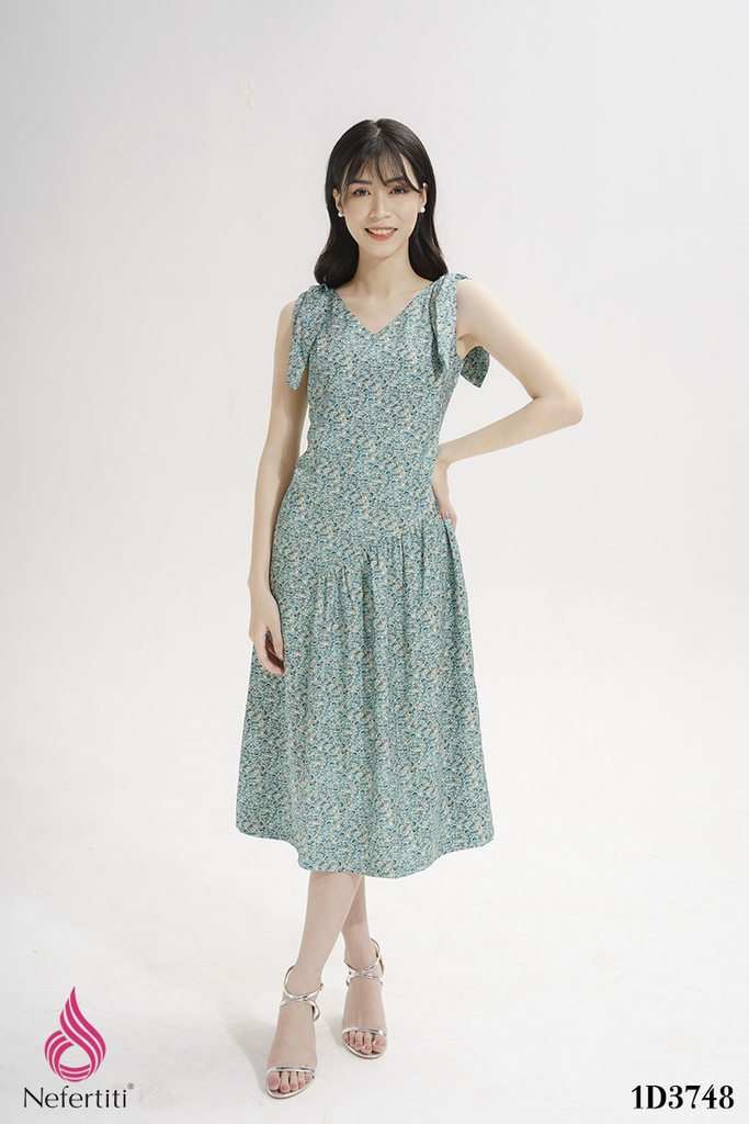 Váy hoa nhí dáng dài 2 lớp thắt nơ ngực tay phồng tiểu thư vintage  xixeoshop - v154 | Shopee Việt Nam