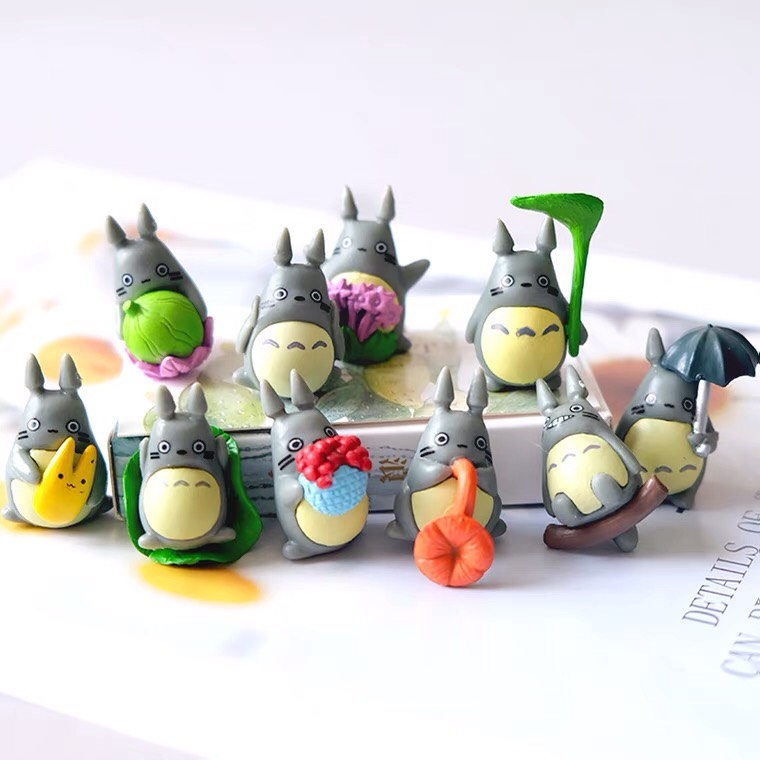 Set 10 Mô Hình Tiểu Cảnh Totoro Mini Nhiều Kiểu Dáng Đáng Yêu Trang Trí Bàn  Học, Phòng Ngủ,Quà Tặng-Ráp Tiệm Đồ Chơi Ráp