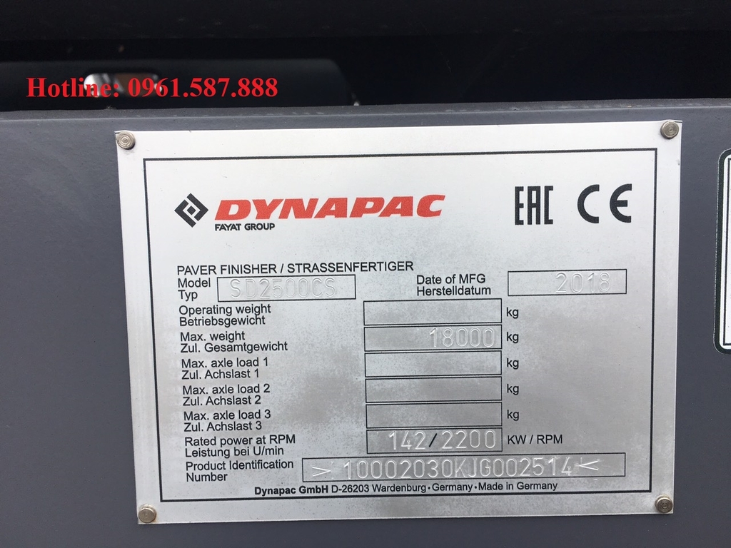 Máy Rải Bê Tông Nhựa Dynapac SD2500C