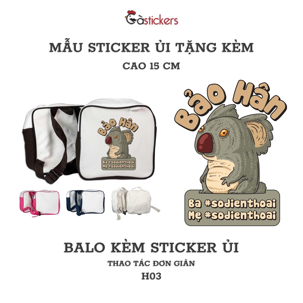 Balo đi học mẫu giáo trẻ em GaStickers từ 2-5 tuổi vải canvas