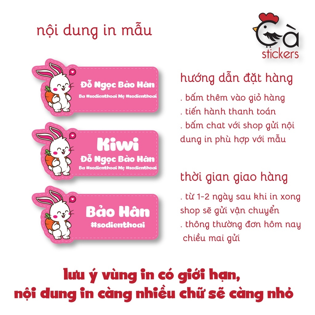 Sticker ủi áo in tên trẻ em GaStickers UT-D04- bộ 12 miếng kích thước 3 x 6 cm