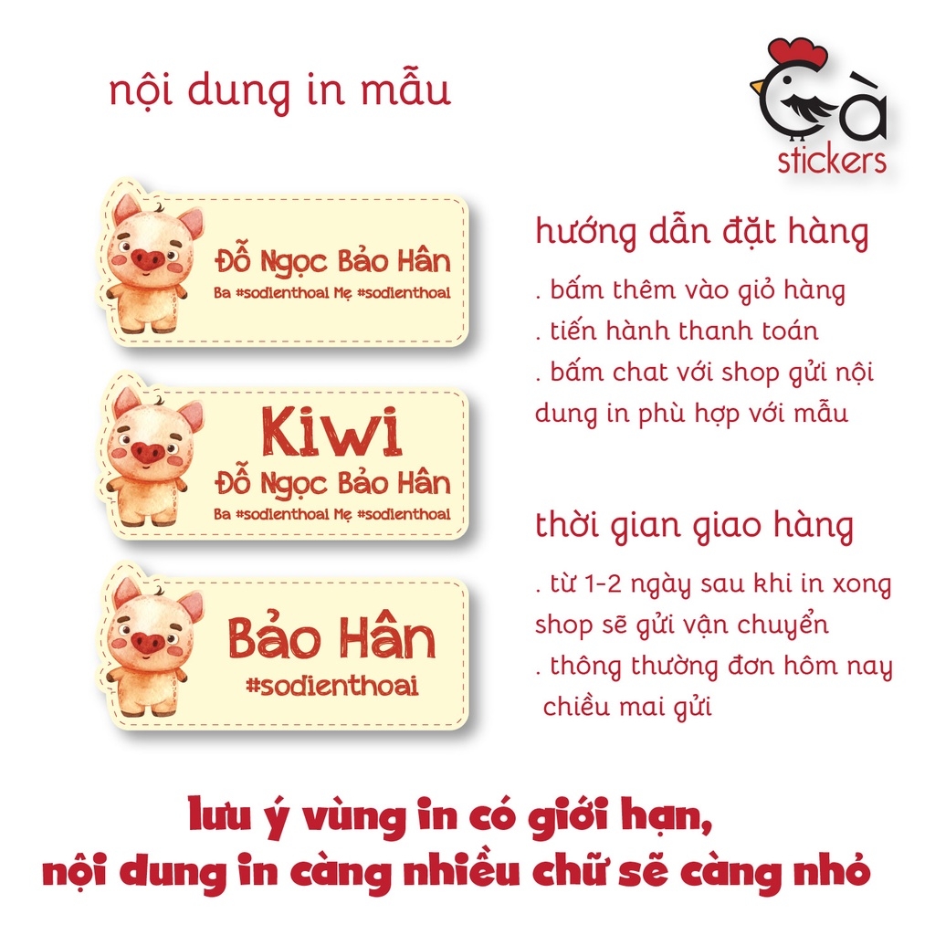 Sticker ủi áo in tên trẻ em GaStickers UT-D06- bộ 12 miếng kích thước 3 x 6 cm