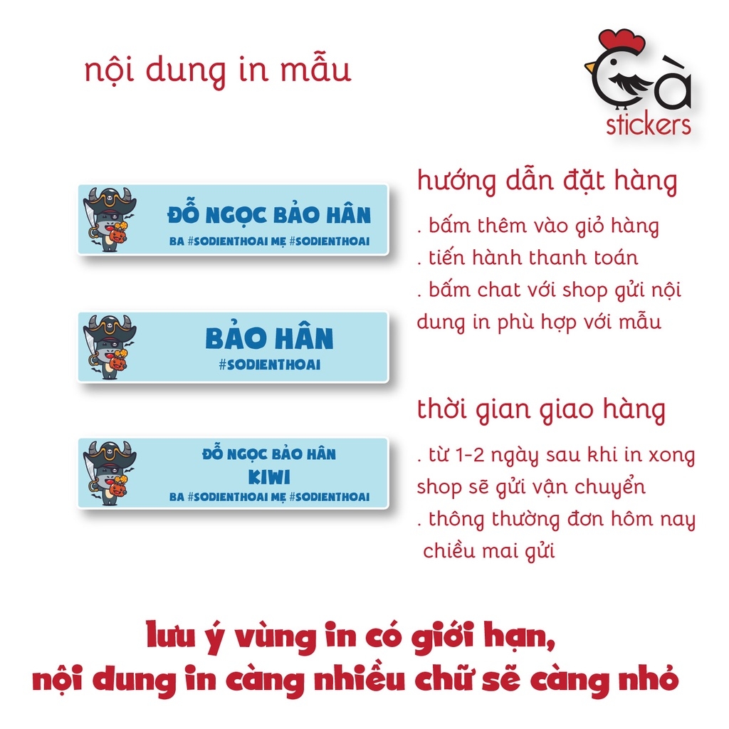 Sticker ủi áo in tên trẻ em GaStickers UT-N05- bộ 40 miếng kích thước 1,4 x 6 cm