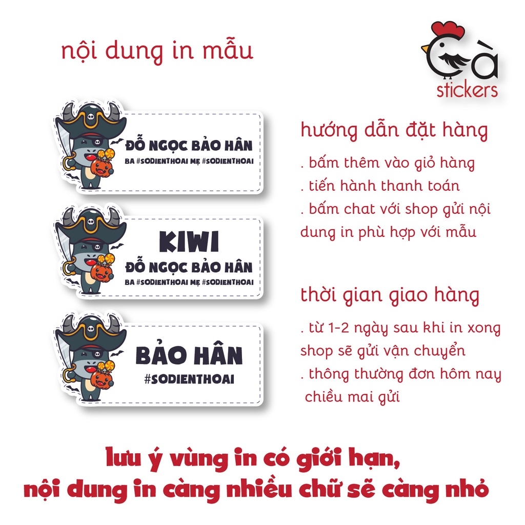 Sticker ủi áo in tên trẻ em GaStickers UT-D05- bộ 12 miếng kích thước 3 x 6 cm