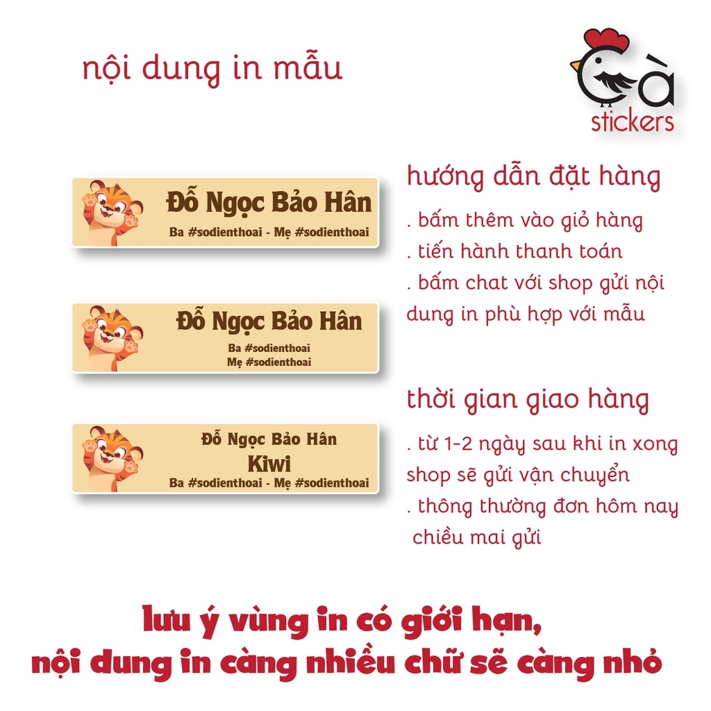 Sticker ủi áo in tên trẻ em GaStickers UT-N03- bộ 40 miếng kích thước 1,4 x 6 cm
