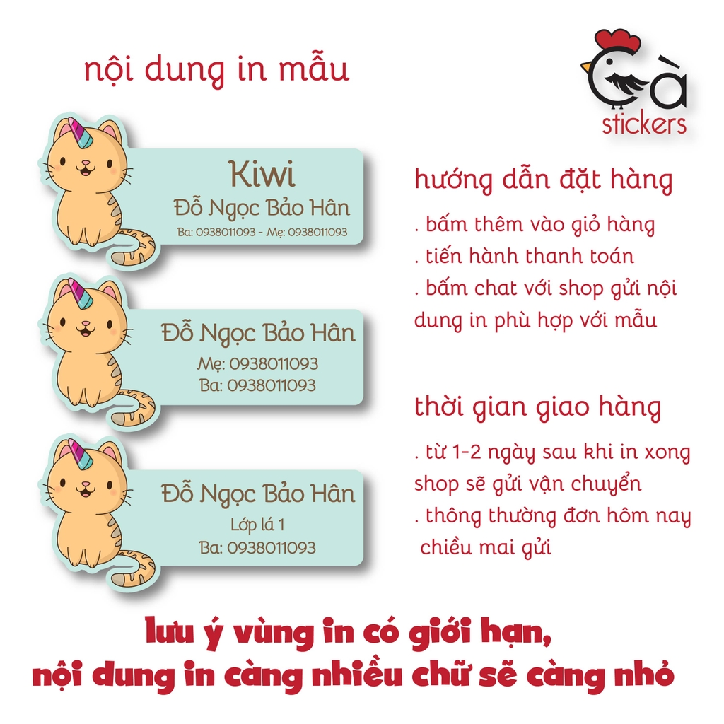 Sticker ủi áo in tên trẻ em GaStickers UT-A02 bộ 12 miếng kích thước 3 x 6 cm