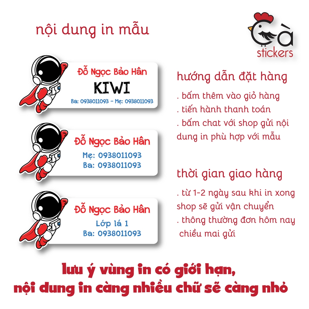 Sticker ủi áo in tên trẻ em GaStickers UT-A03 bộ 12 miếng kích thước 3 x 6 cm