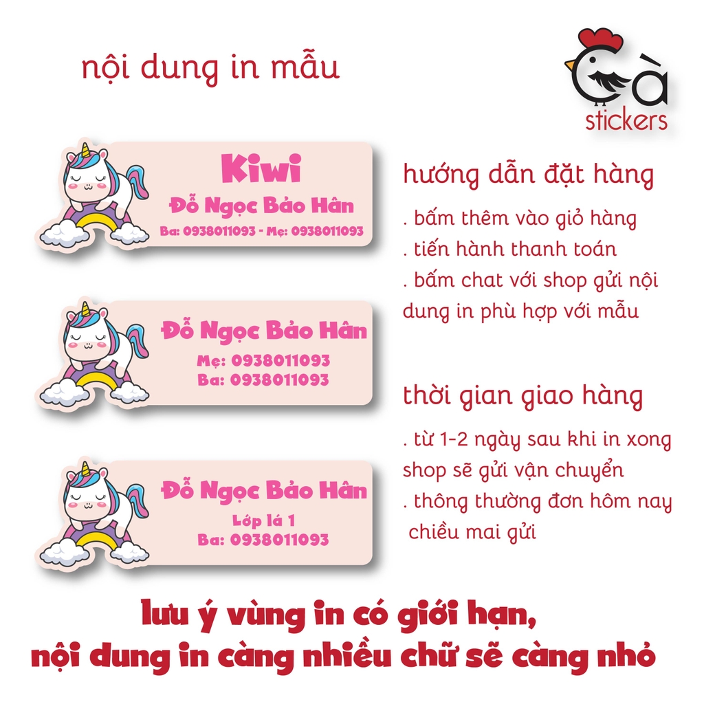 Sticker ủi áo in tên trẻ em GaStickers UT-A05 bộ 12 miếng kích thước 3 x 6 cm