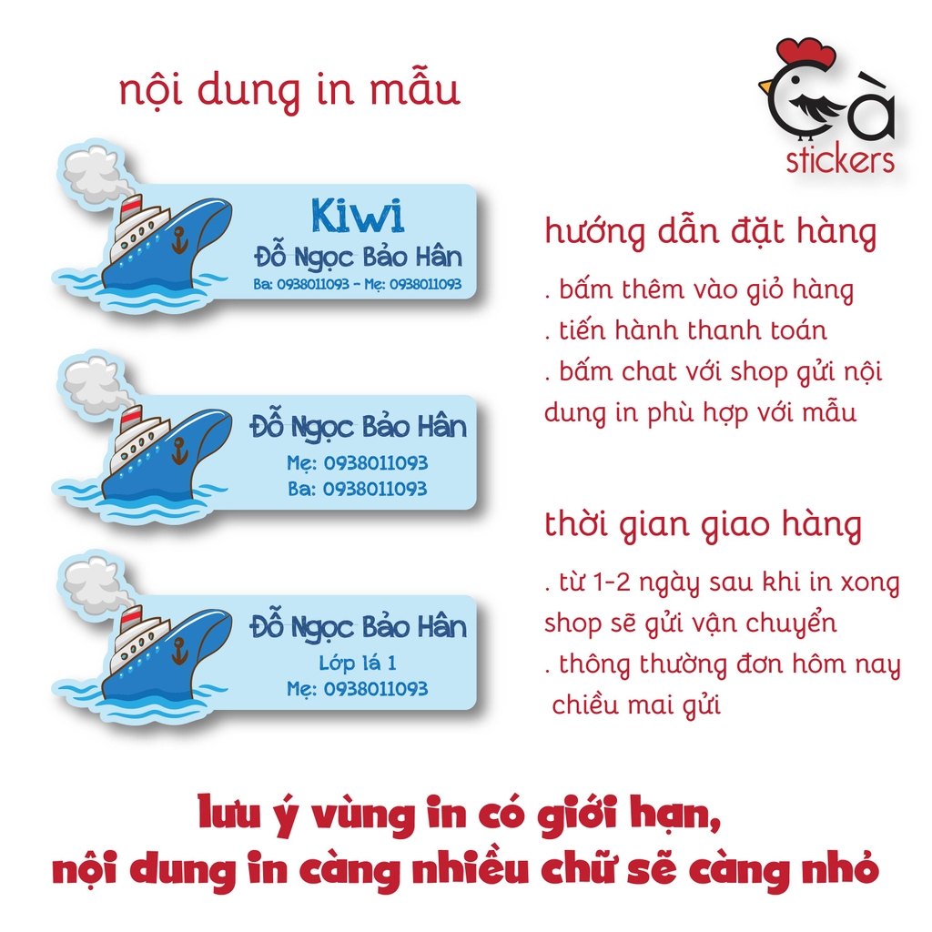 Sticker ủi áo in tên trẻ em GaStickers UT-A11 bộ 12 miếng kích thước 3 x 6 cm