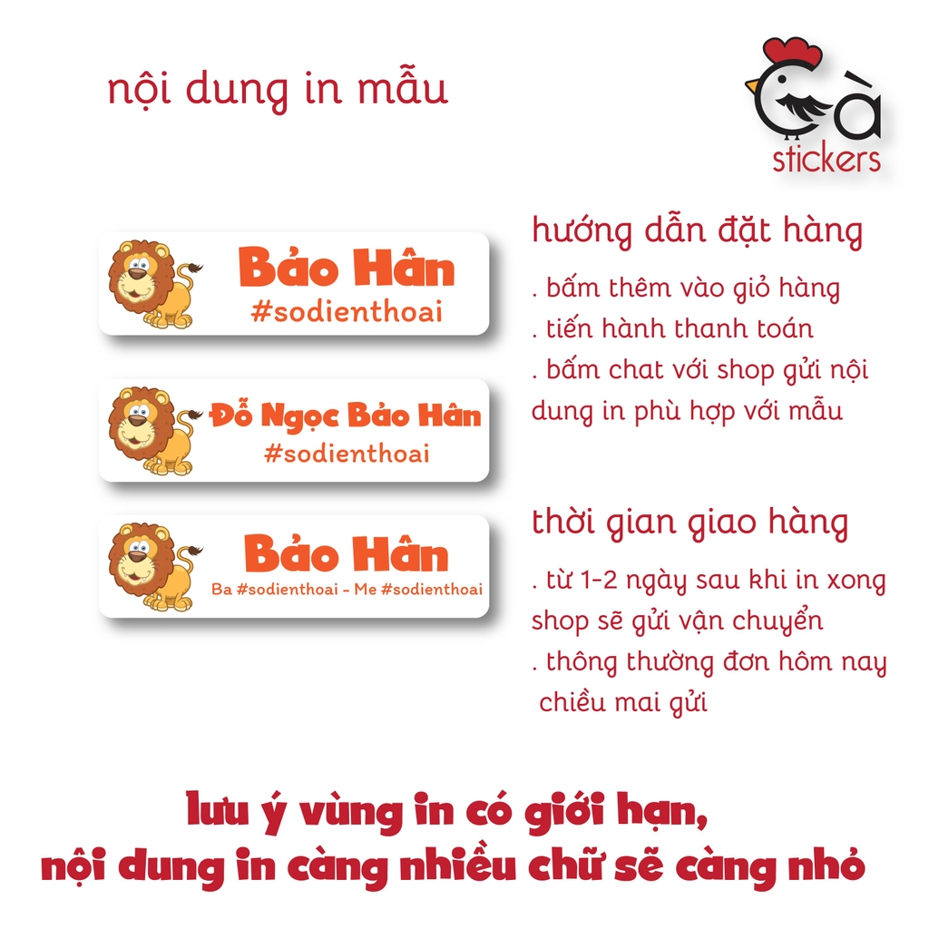 Sticker ủi áo in tên trẻ em GaStickers UT-C01 bộ 60 miếng kích thước 1,5 x 5,6 cm