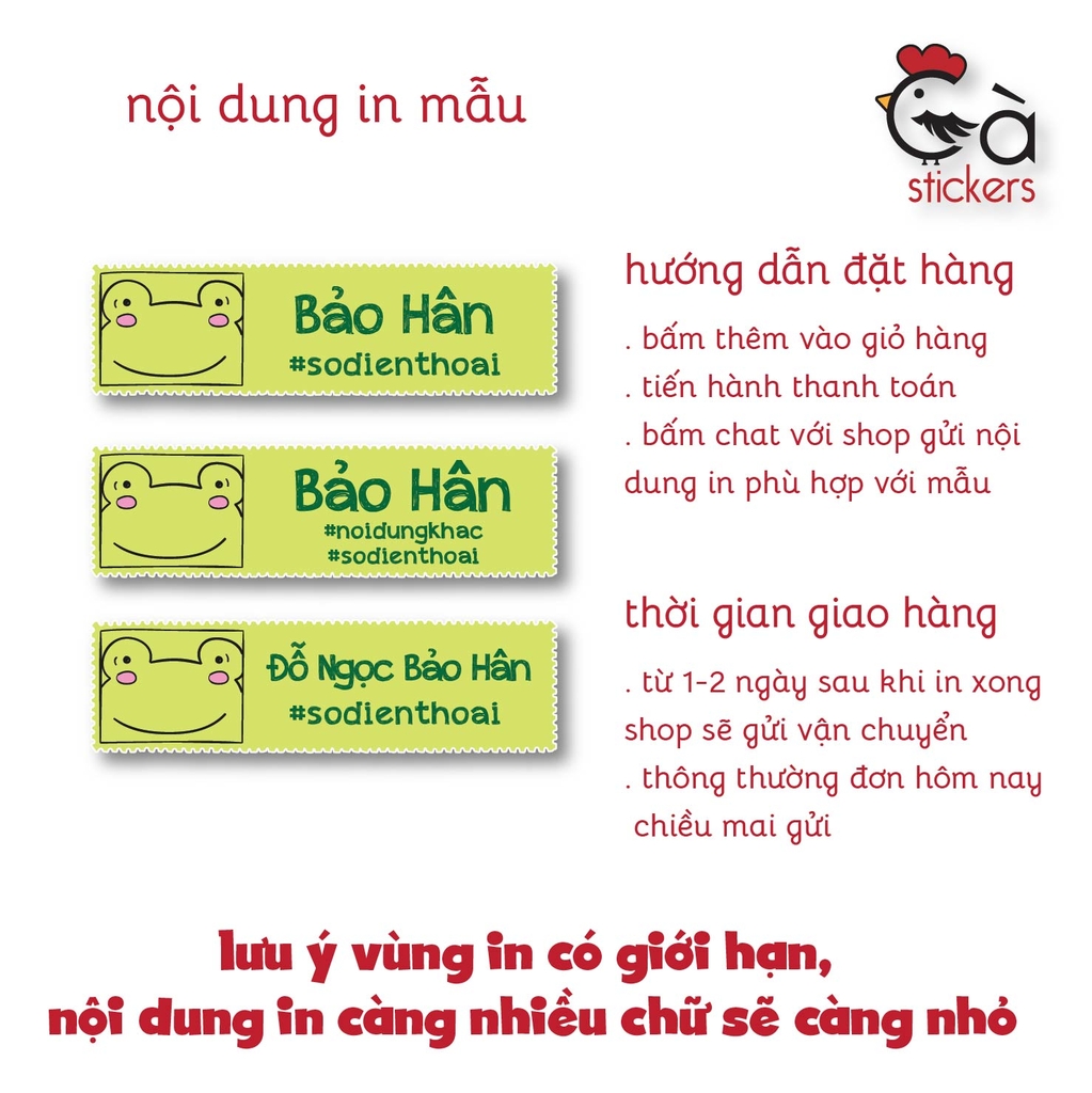 Sticker ủi áo in tên trẻ em GaSticker UT-F01- bộ 8 miếng kích thước 1,5 x 5 cm