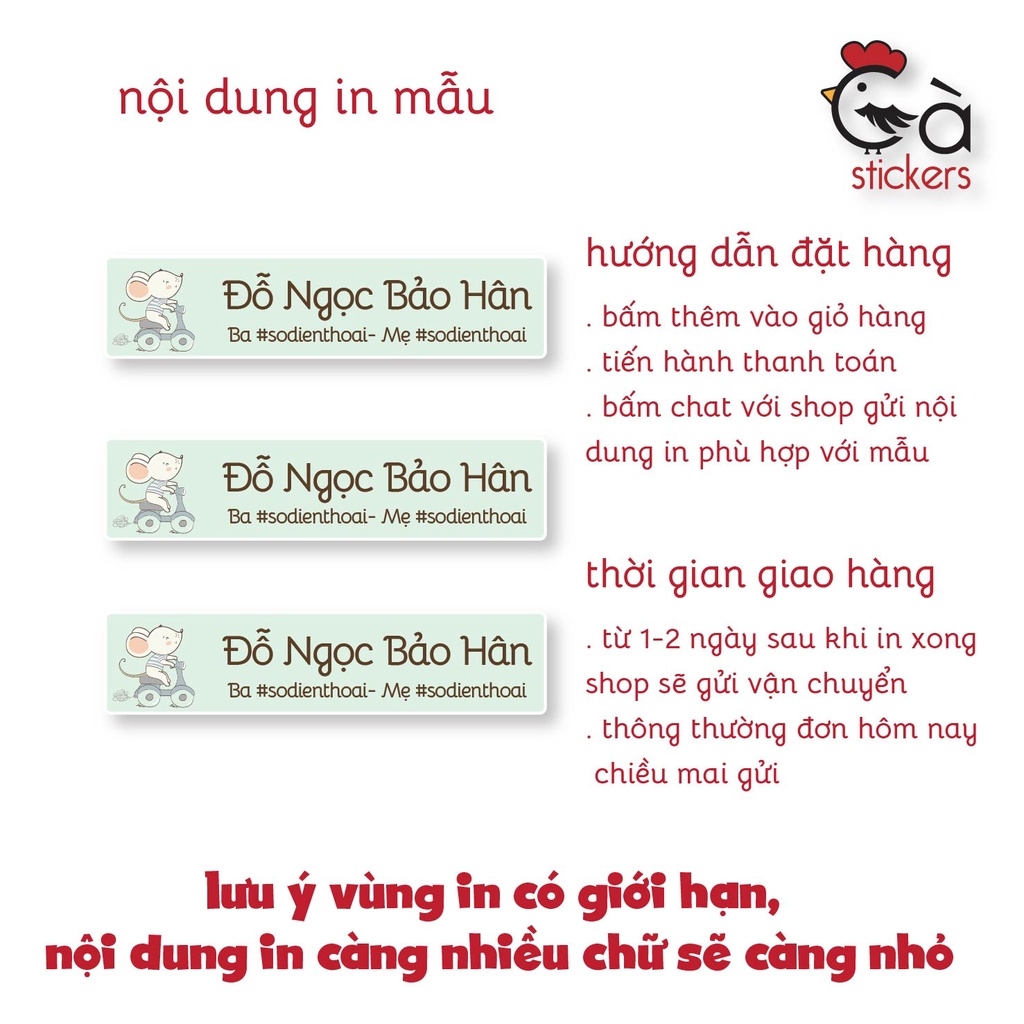Sticker ủi áo in tên trẻ em GaStickers UT-N07- bộ 40 miếng kích thước 1,4 x 6 cm