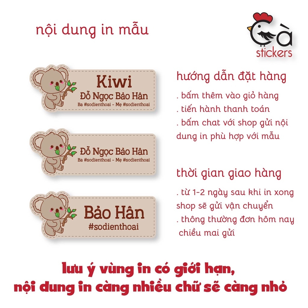 Sticker ủi áo in tên trẻ em GaStickers UT-D10- bộ 12 miếng kích thước 3 x 6 cm