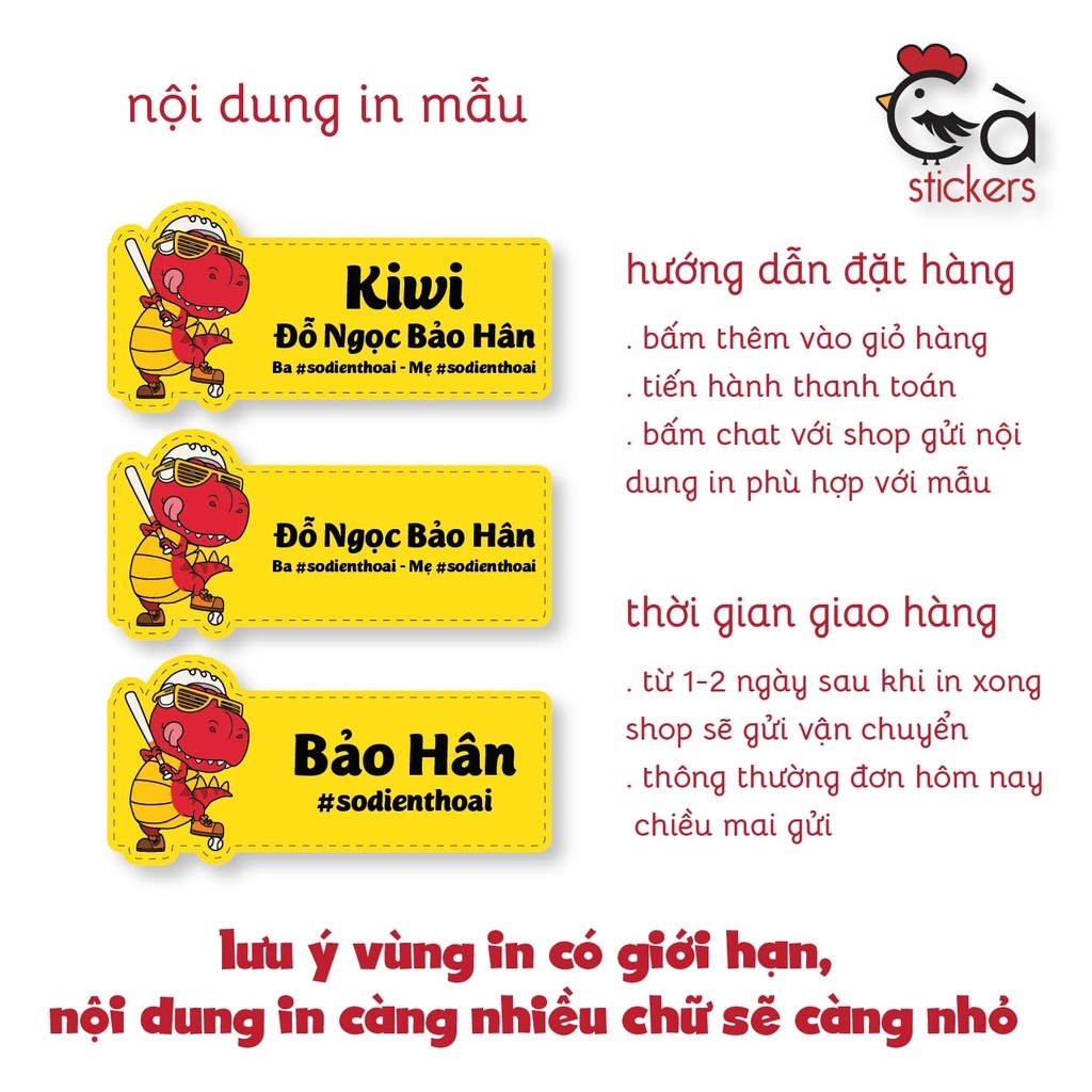 Sticker ủi áo in tên trẻ em GaStickers UT-D09- bộ 12 miếng kích thước 3 x 6 cm