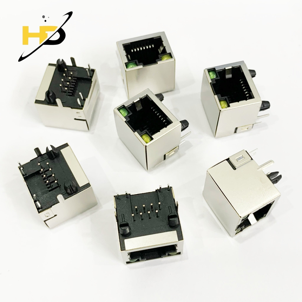 Cổng Kết Nối Mạng RJ45 8P8C Vỏ Đồng Tích Hợp Đèn