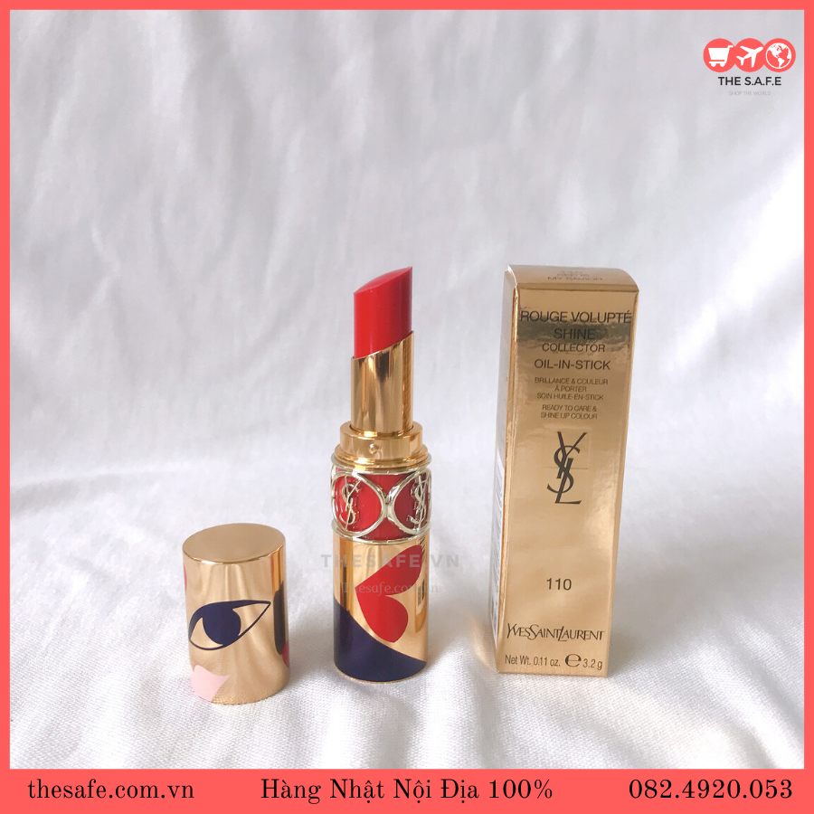 Son YSL Rouge Volupté Shine Oil-In-Stick màu 110 Red Is My Savior