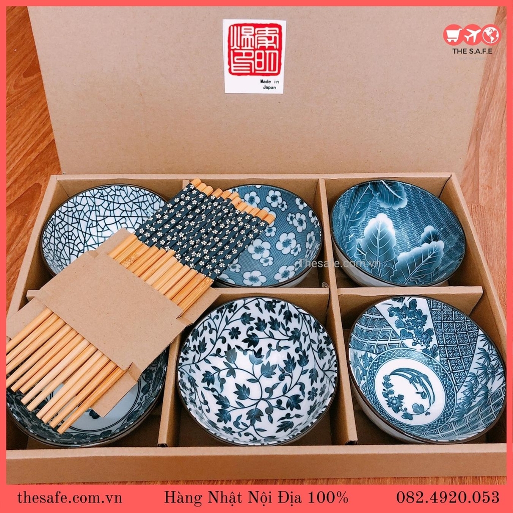 Bộ bát đũa sứ Nhật ( 6 bát + đũa )
