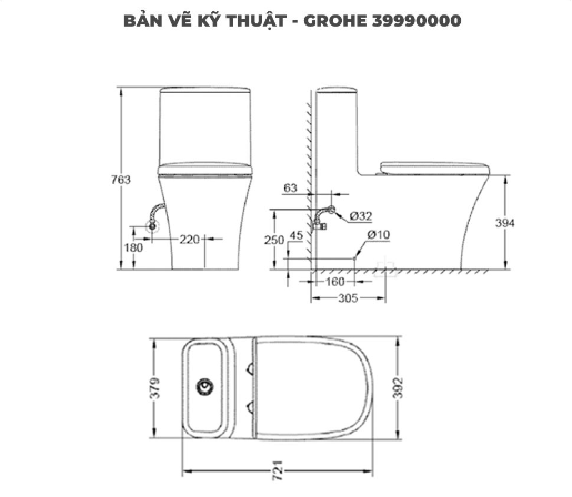 Bồn Cầu 1 Khối Nhập Khẩu Đức Grohe 39990000