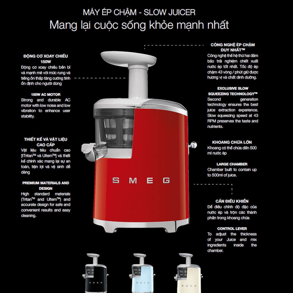 Máy ép chậm SMEG SJF01RDEU