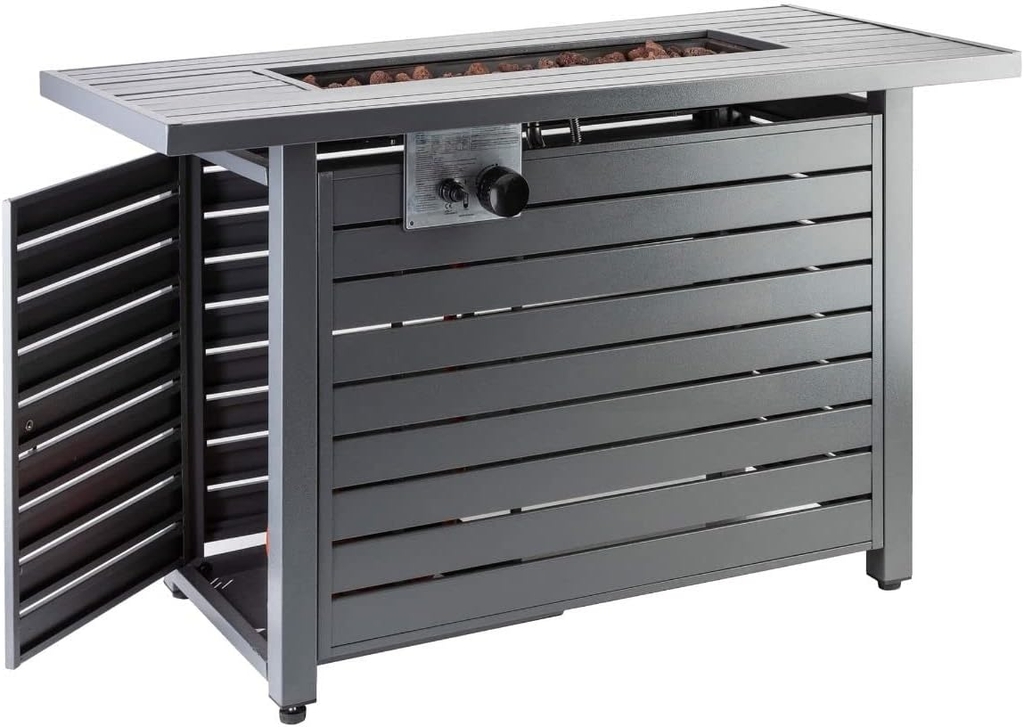 Bàn lửa gas hình chữ nhật Fire Mountain kèm đá nham thạch và tấm phủ bảo vệ