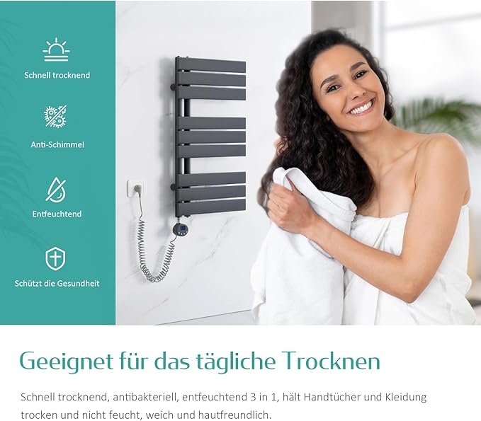 Sưởi khăn và làm ấm phòng tắm hiệu EMKE Electric Towel Radiator 1041 x 600 mm