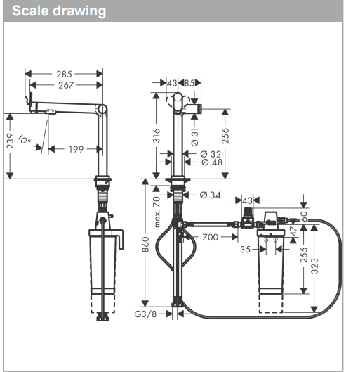 Vòi bếp tích hợp lọc nước & tạo ga 3 in 1 - hansgrohe Aqittura M91 SodaSystem 240