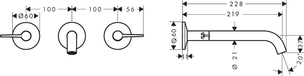 Vòi lavabo âm tường AXOR Edge Brushed Bronze (48160140)