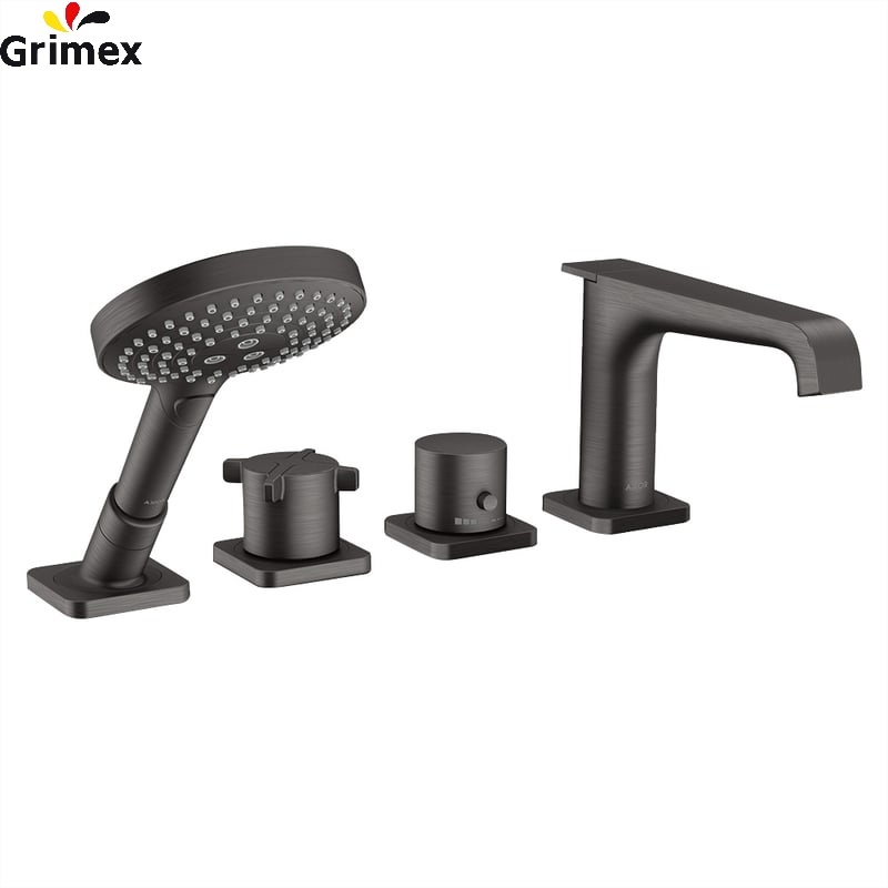 Vòi Bồn Tắm AXOR Citterio E Wannenrandarmatur, Thermostat schwarz chrom gebürstet 36411340