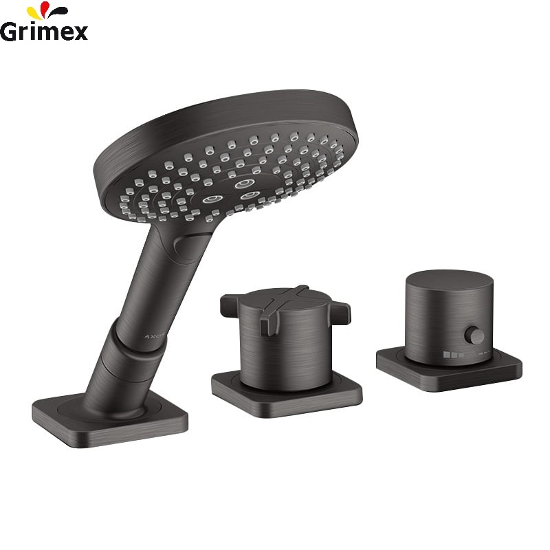 Vòi Bồn Tắm AXOR Citterio E Wannenrandarmatur, Thermostat schwarz chrom gebürstet 36411340