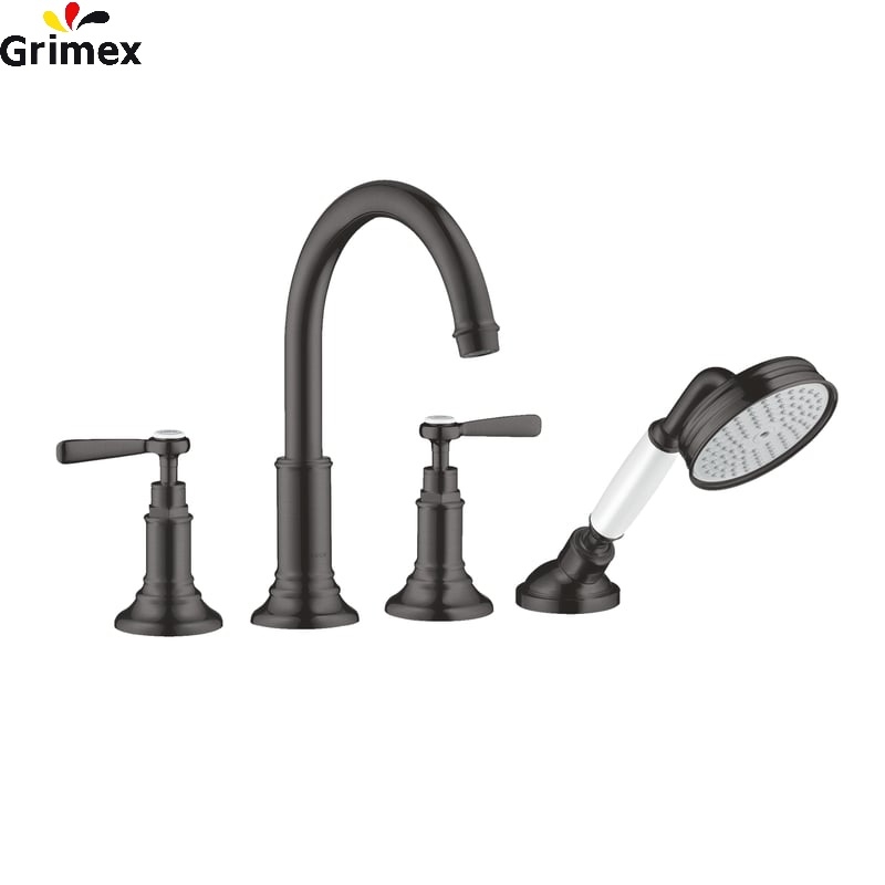 Vòi Bồn Tắm AXOR Montreux Wannenrandarmatur, Zweigriffmischer schwarz chrom gebürstet 16554340