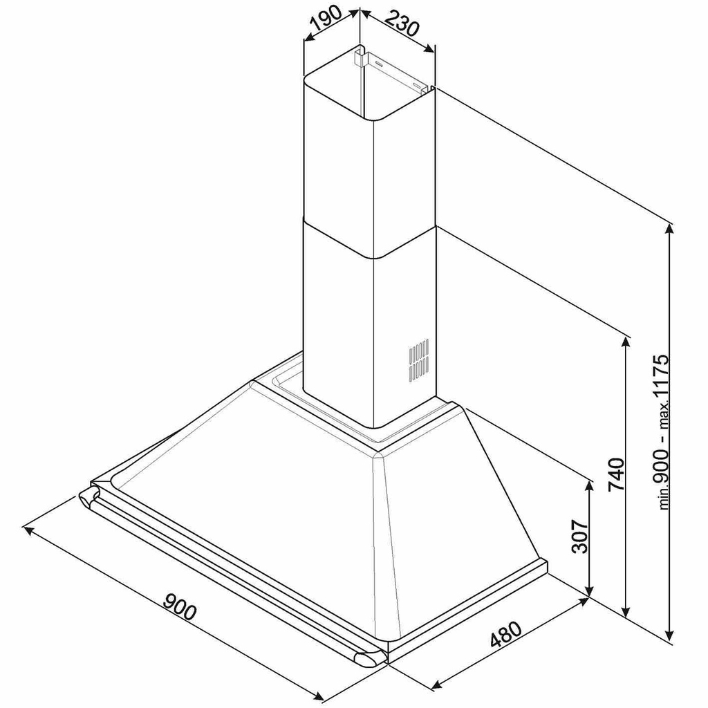 Máy hút mùi áp tường Smeg KT90DGC