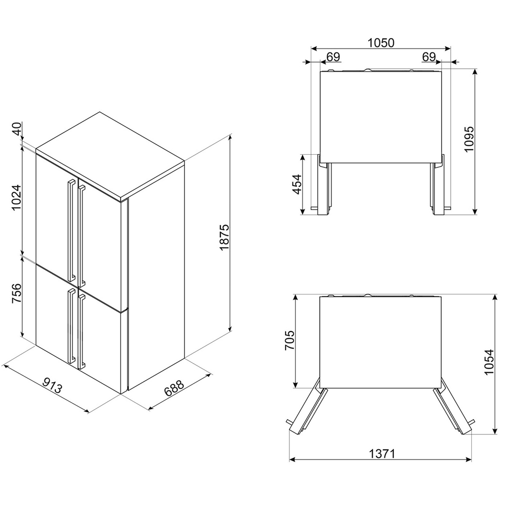 Tủ lạnh Side by Side Smeg FQ960PB5 màu xanh Blue