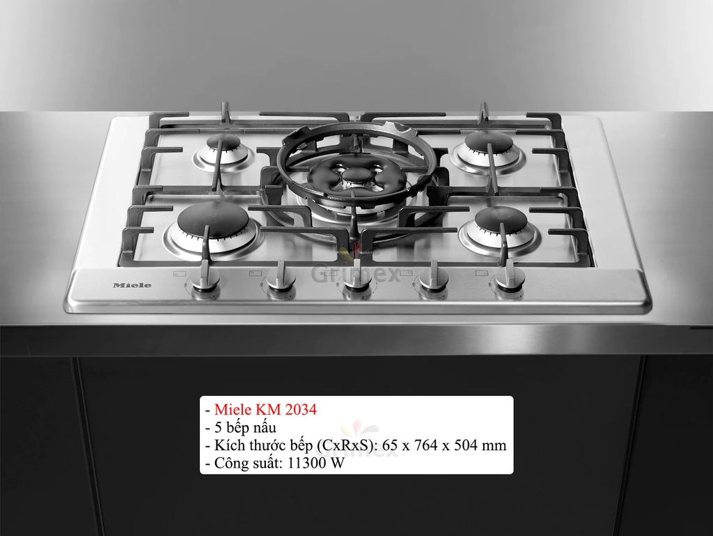 Bếp gas âm 5 bếp Miele KM 2034