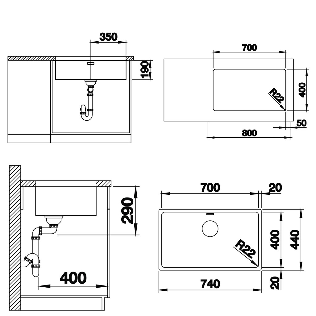 Chậu rửa bát âm bàn Blanco Andano 700-U