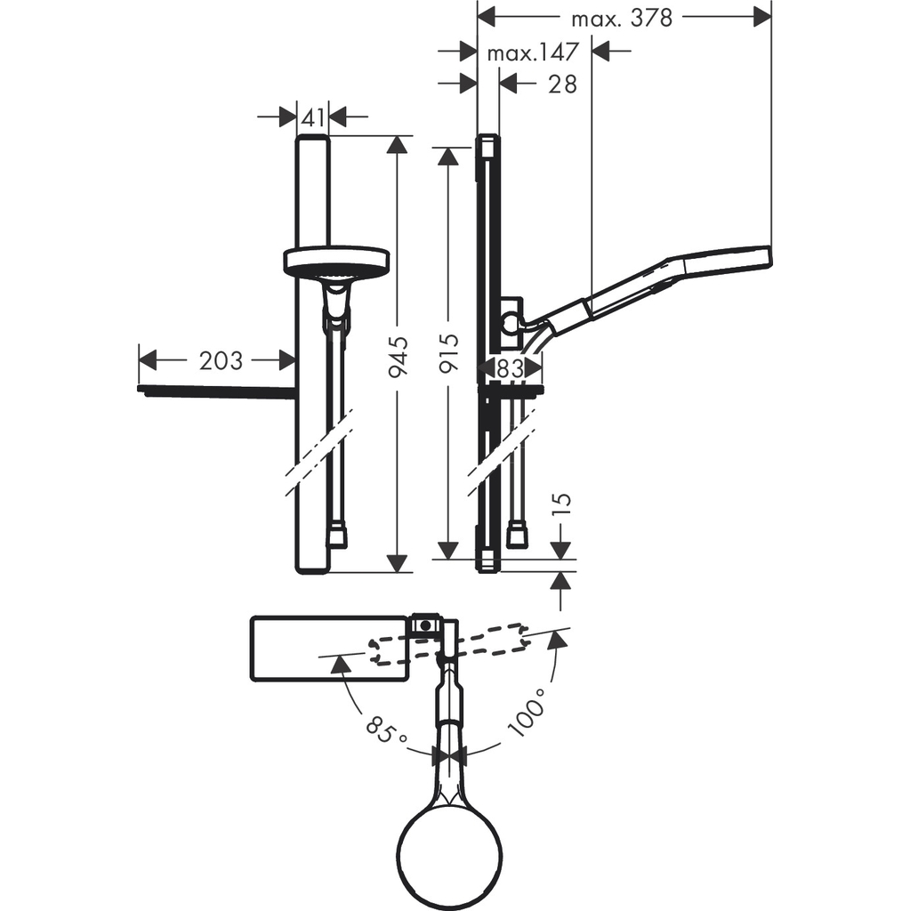 Bộ Sen tay kèm Thanh trượt Hansgrohe Rainfinity 130 27671000